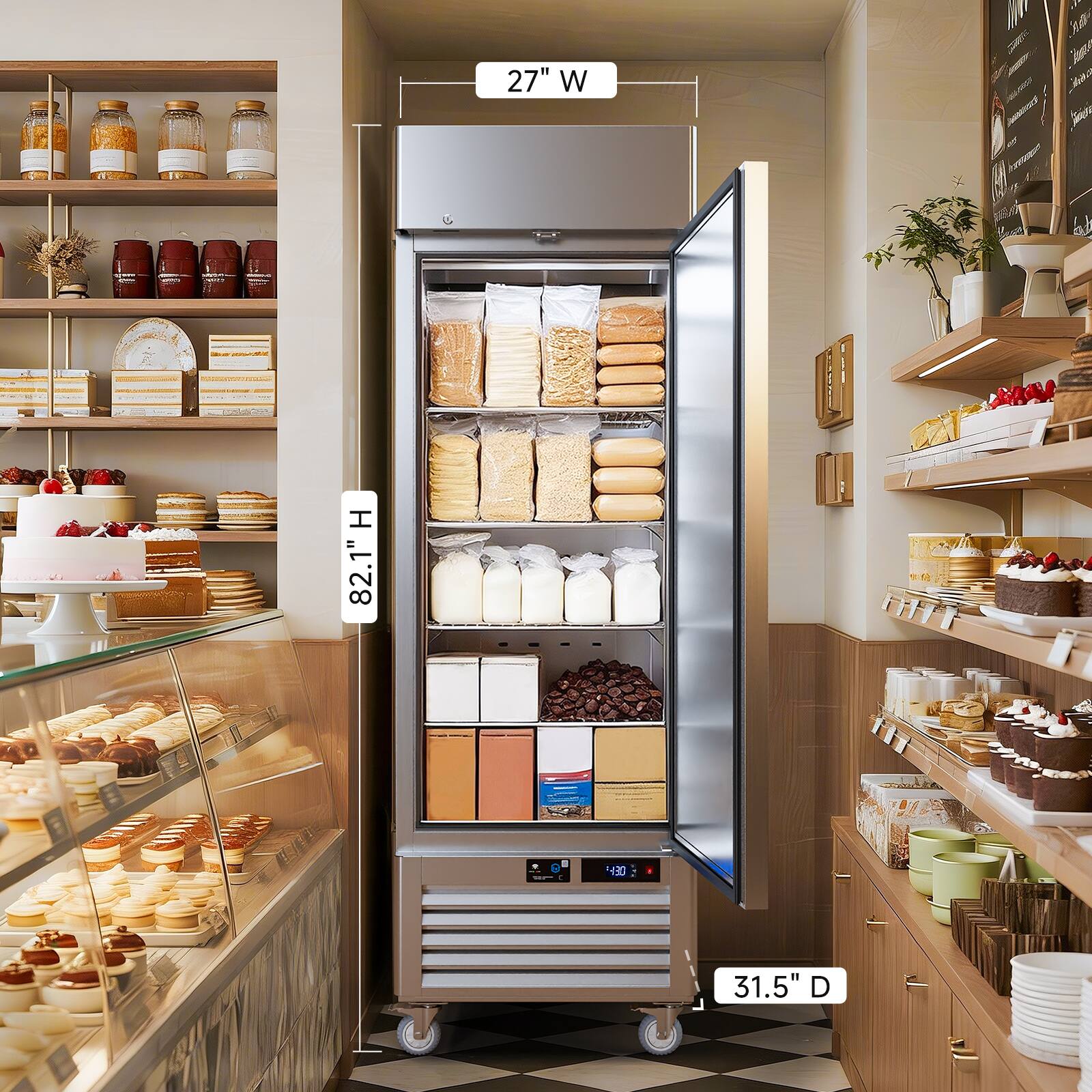 27" W  
82.1" H  
31.5" D