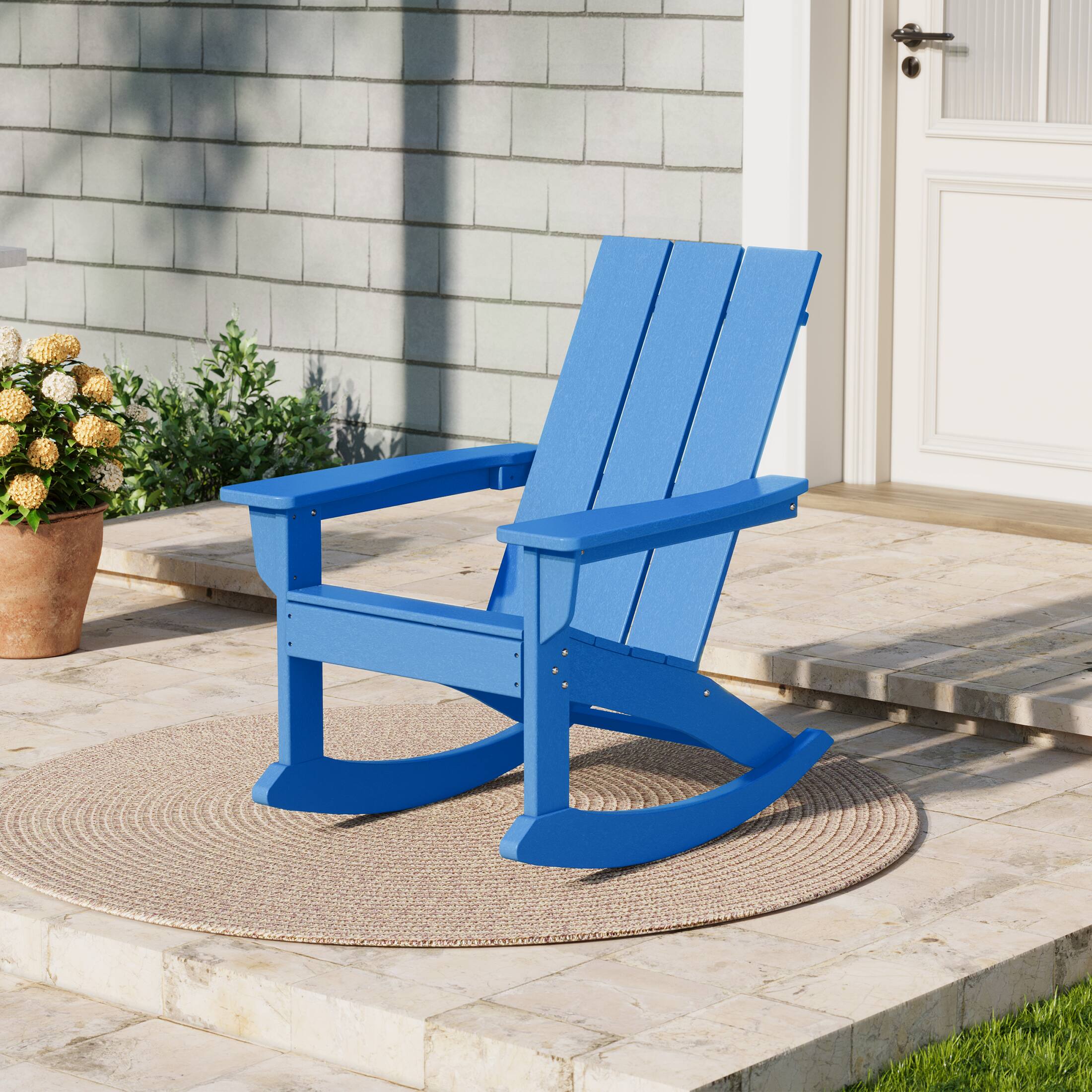 Angle. WestinTrends - WestinTrends Ashore Outdoor Patio Modern Adirondack Rocking Chair - Pacific Blue.