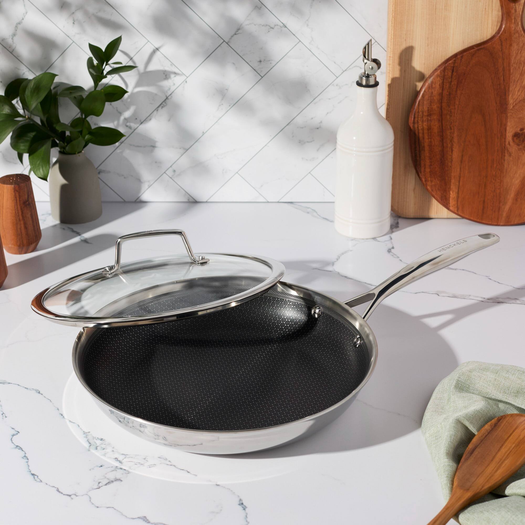 Alt View 5. Henckels - Henckels Paradigm Ceramic 12-inch Stainless Steel Dual Performance Fry Pan with Lid - Stainless Steel.