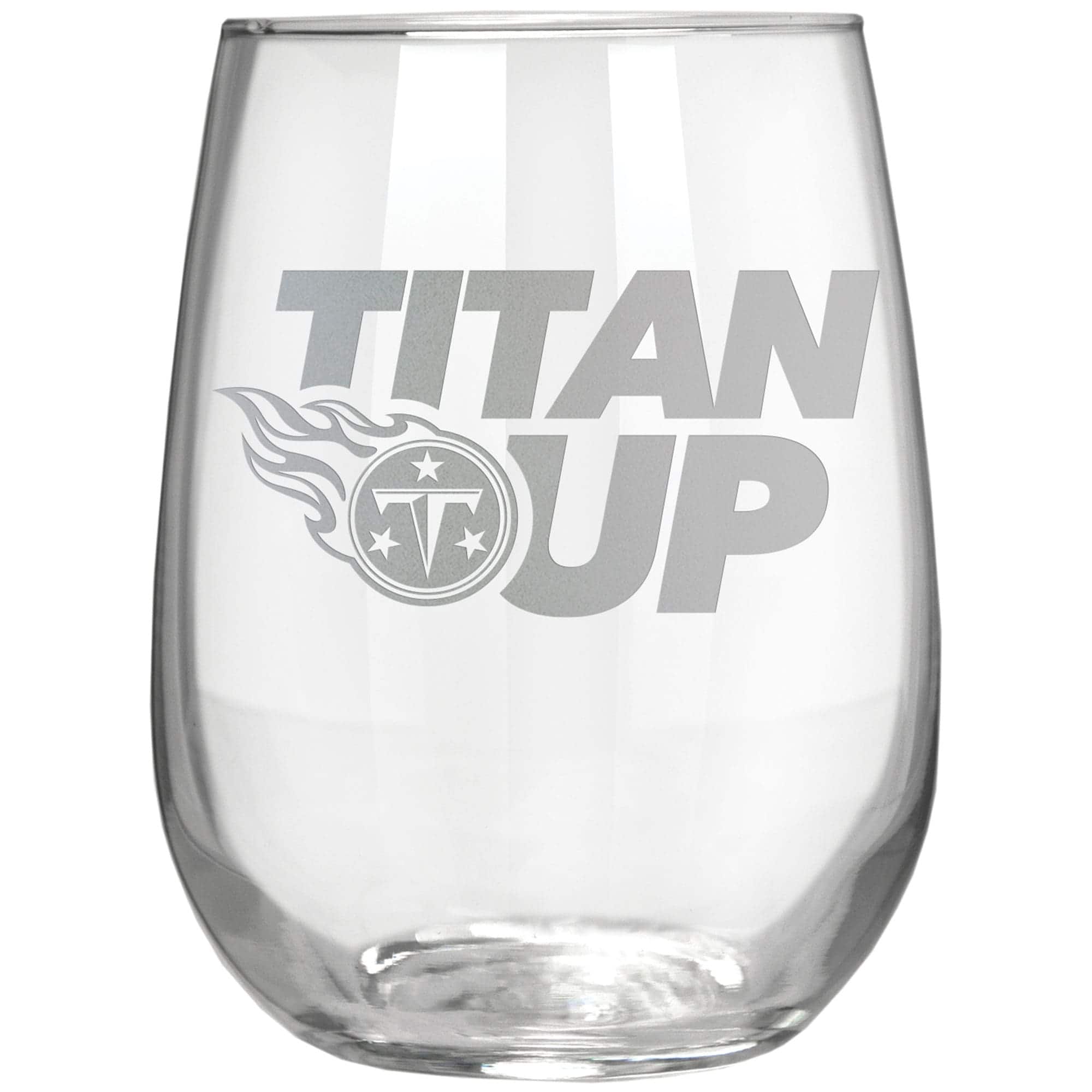 Front. Great American Products - Tennessee Titans Etched 17oz. Rally Cry Stemless Wine Glass - Multicolor.