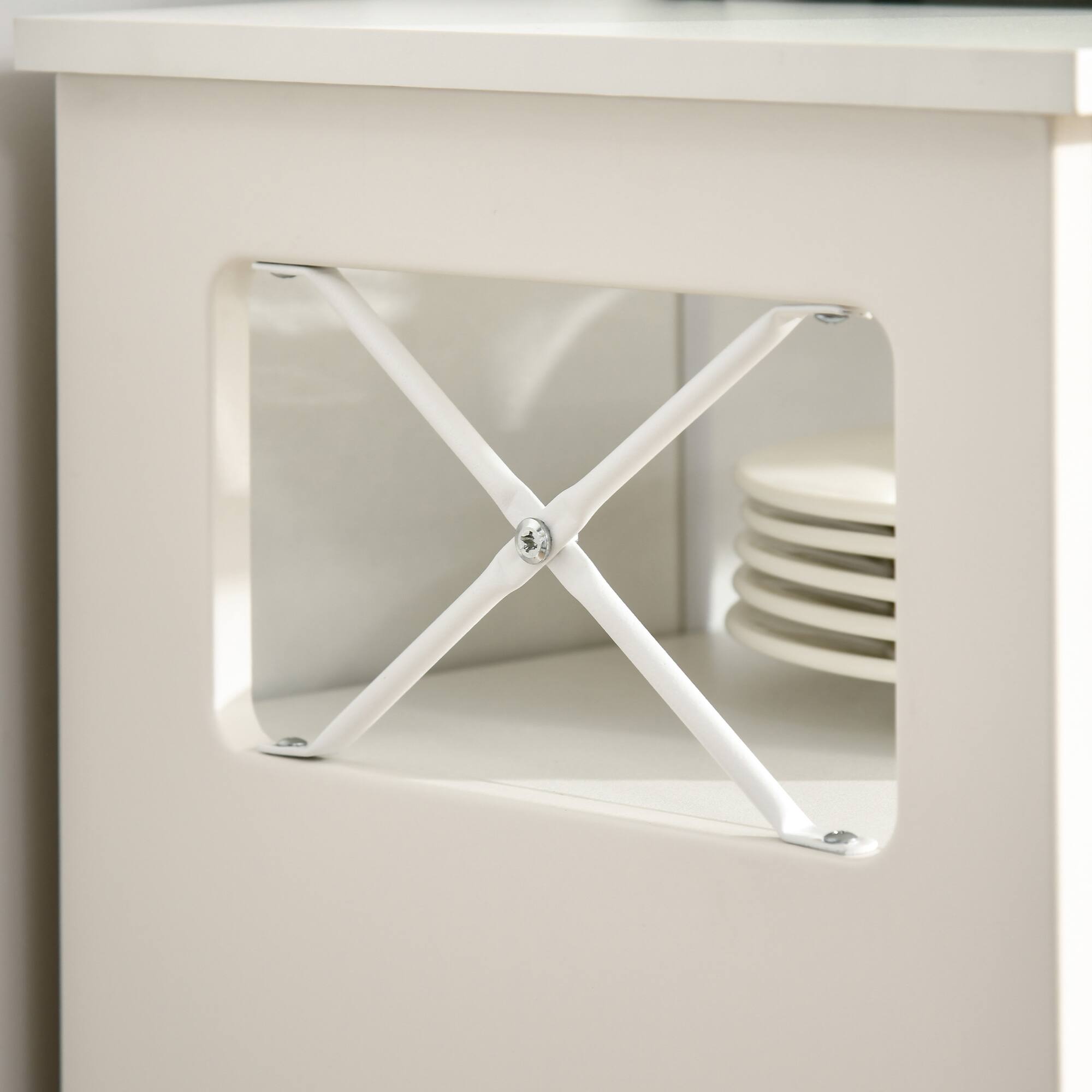 Alt View 4. Homcom - Sideboard Coffee Bar Cabinet with Drawers, Large Tabletop - White.