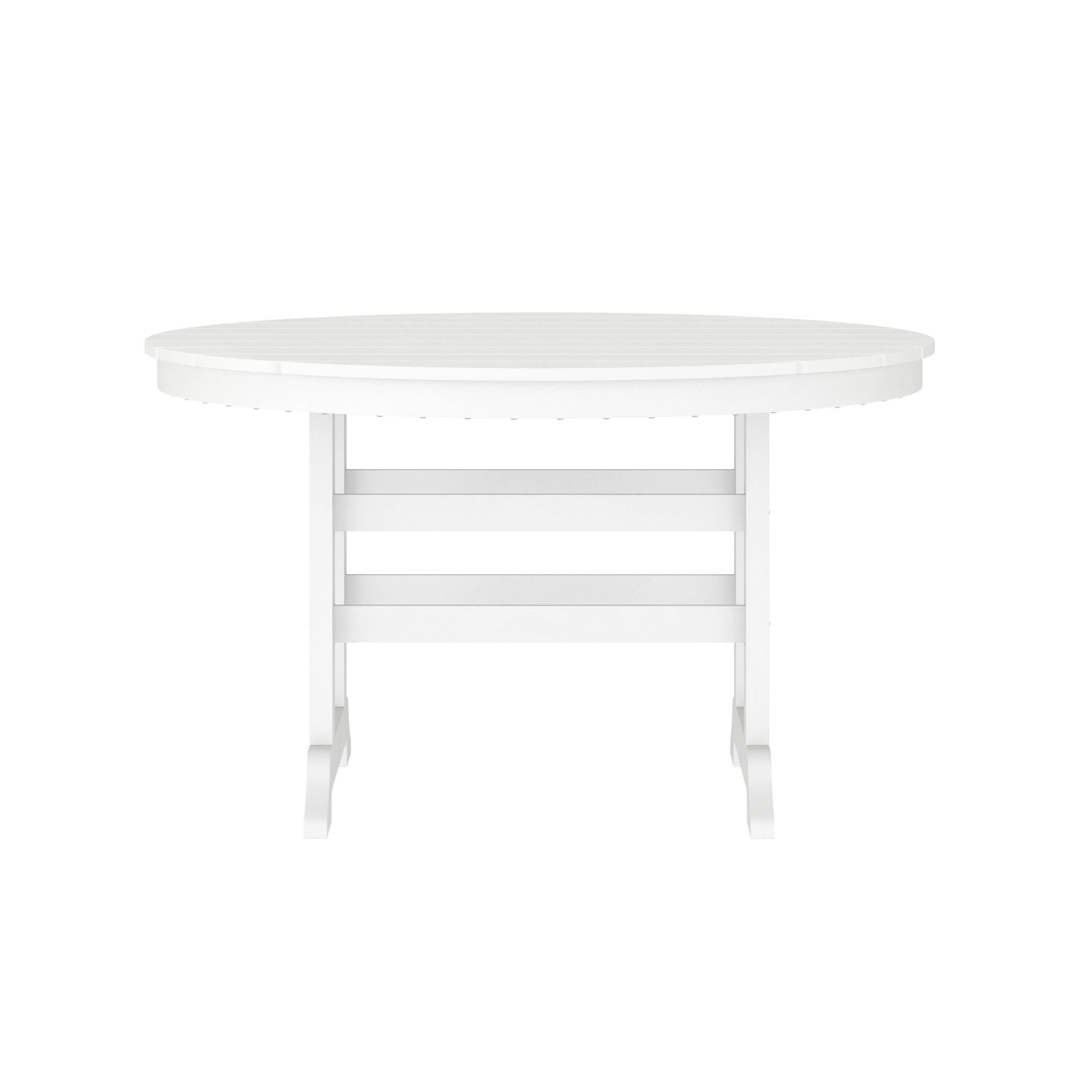 Angle. Flash Furniture - Colonel Commercial Grade Indoor/Outdoor 48" Round Recycled HDPE Adirondack Dining Table for 4 in White - White.