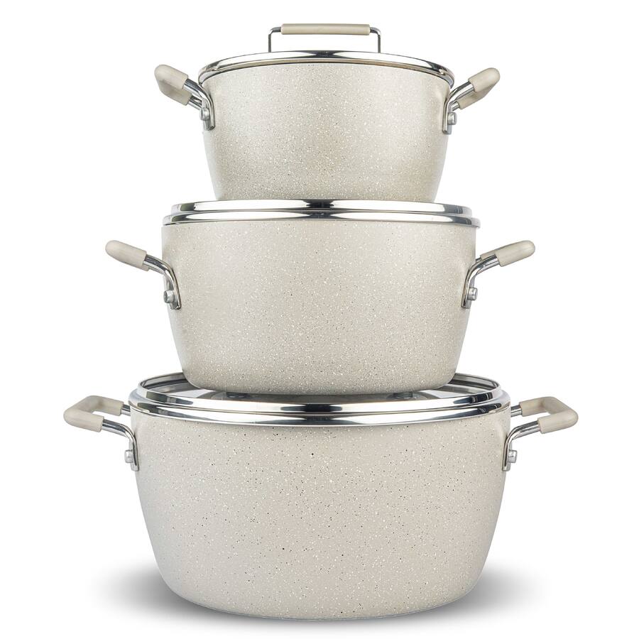 Stackable Nesting Cookware Granitestone 6 Piece Nonstick Stackable Nesting Pots and Pans Cookware ...