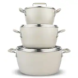 Granitestone - 6 Piece Nonstick Stackable Nesting Pots and Pans Cookware Set - Beige