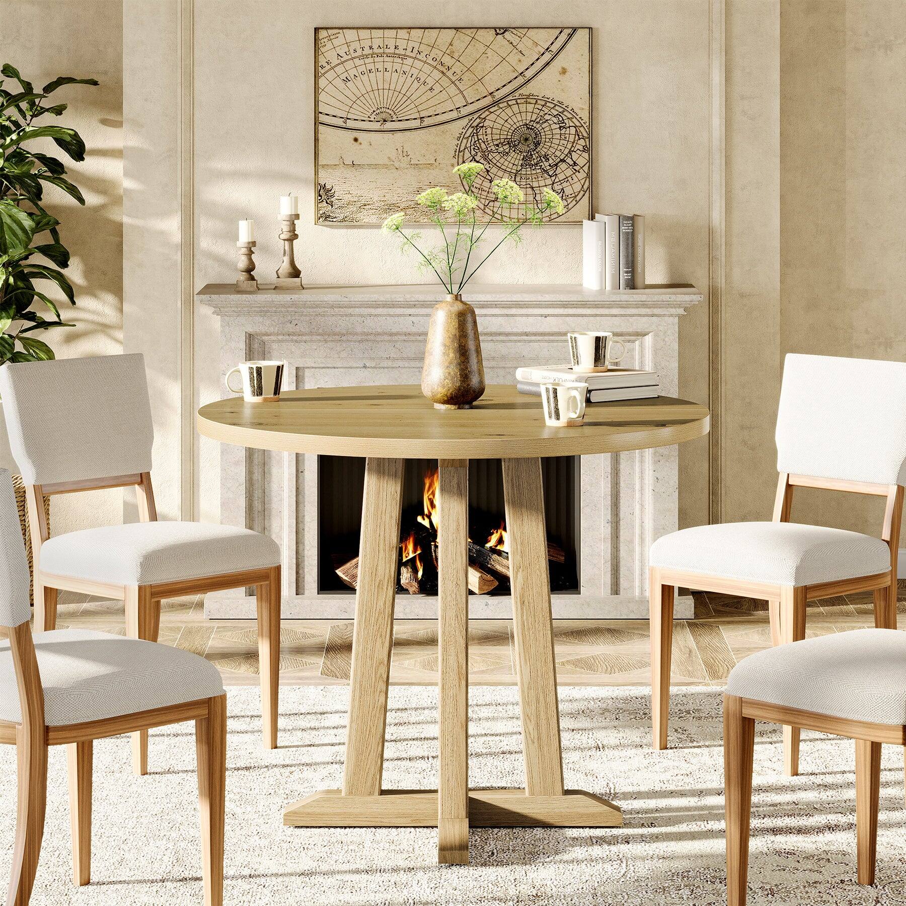 Tribesigns Dining Table with Wood Grain Finish and Space Saving Design ...