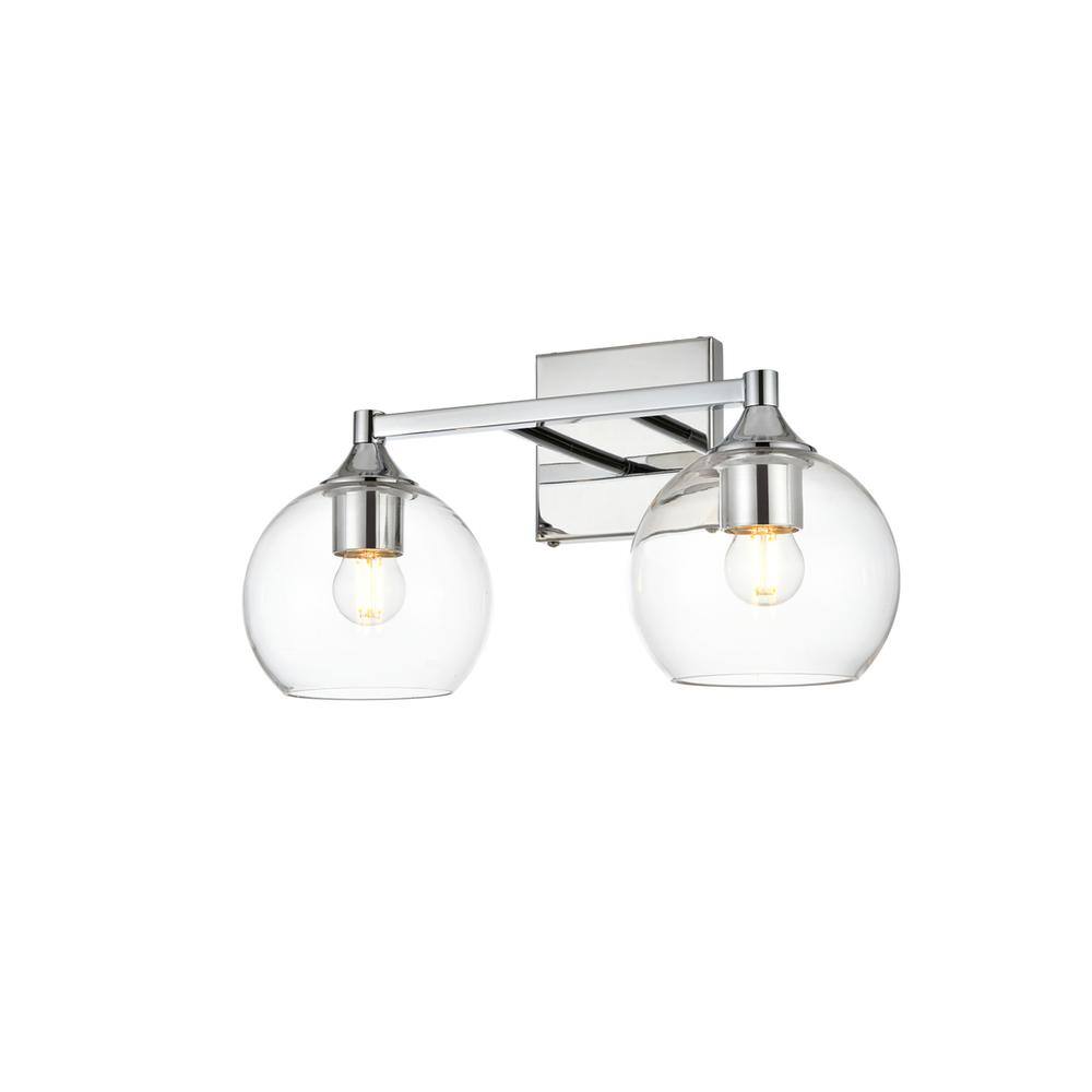 Angle. Living District - Foster 2 light Chrome and Clear Bath Sconce - Chrome And Clear.