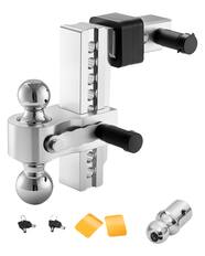 Front. VEVOR - Adjustable Trailer Hitch, 8-Inch Drop Hitch, Tri-Ball Mount for 2.5-Inch Hitch Receiver, Trailer Ball Size 1-7/8" - Black.