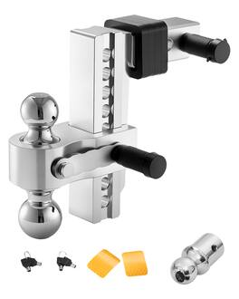 VEVOR - Adjustable Trailer Hitch, 8-Inch Drop Hitch, Tri-Ball Mount for 2-Inch Hitch Receiver, Trailer Ball Size 1-7/8" - Silver