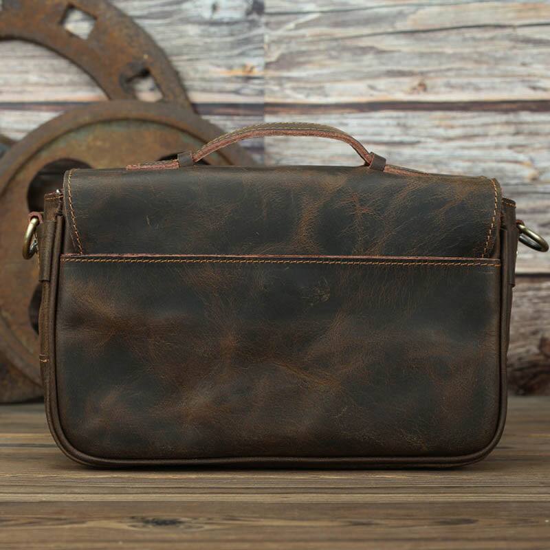 Alt View 1. Steel Horse Leather - The Faust Leather Crossbody Messenger Camera Bag - Brown.
