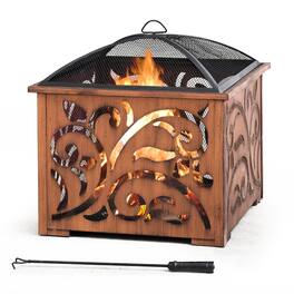 SUNJOY - 26 in. Square Wood Burning Fitpit - Copper & black
