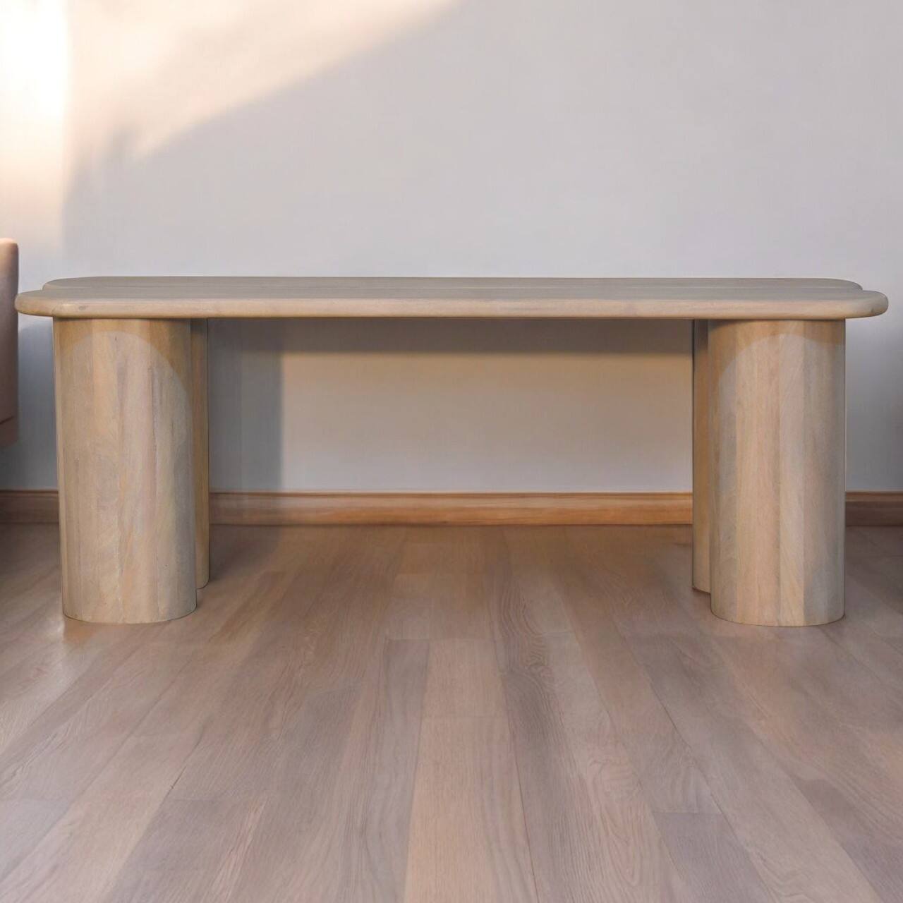 Angle. Artisan Furniture - Artisan Furniture Solid Wood Twin Plank Bench, Ivory - Ivory.