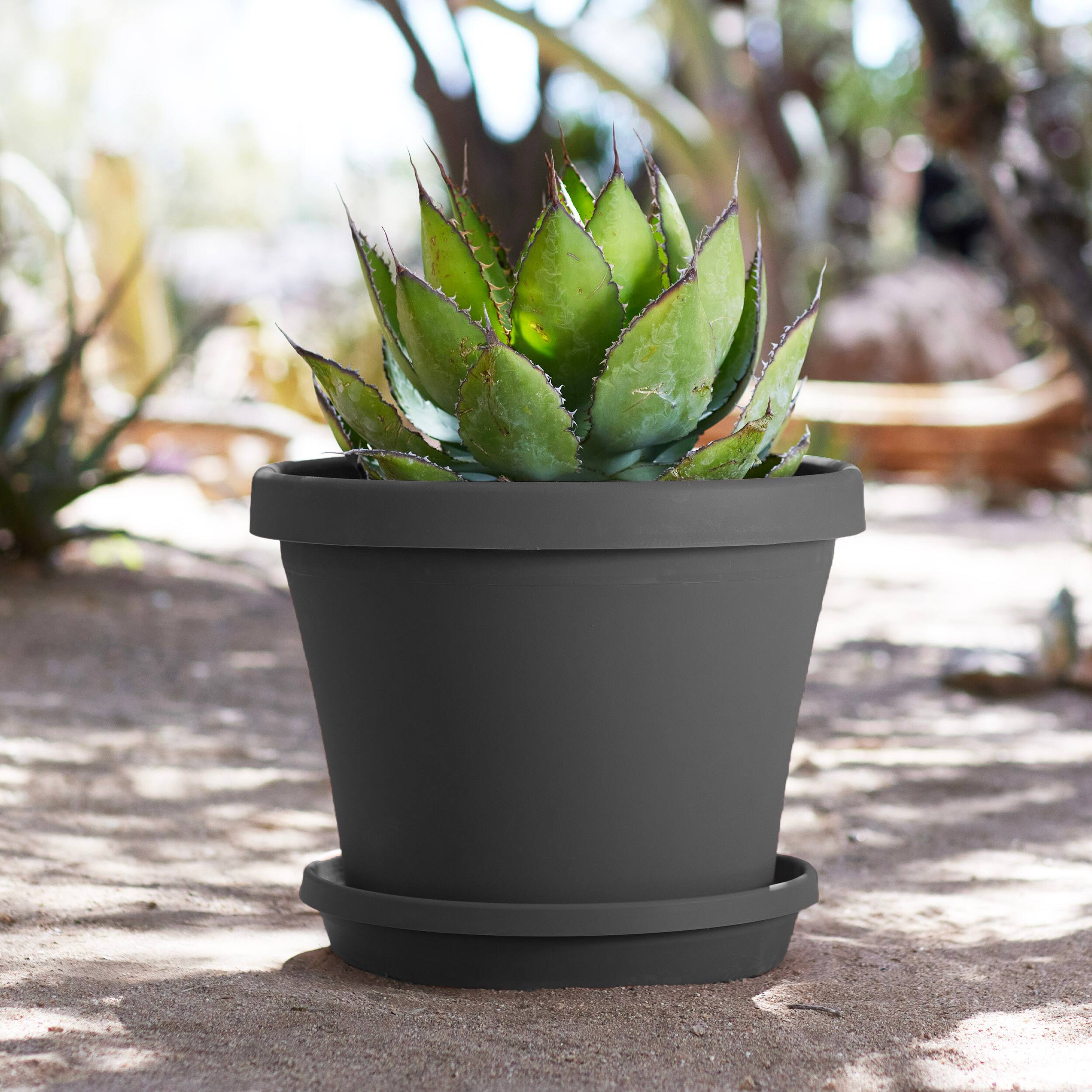 Alt View 1. Bloem - Charcoal 16" - Terra Pot Planter.