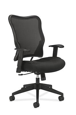 Front. HON - HON Wave Mesh High-Back Task Chair, Synchro-Tilt, Adjustable Arms, Black Sandwich Mesh Seat (BSXVL702MM10) - Black.