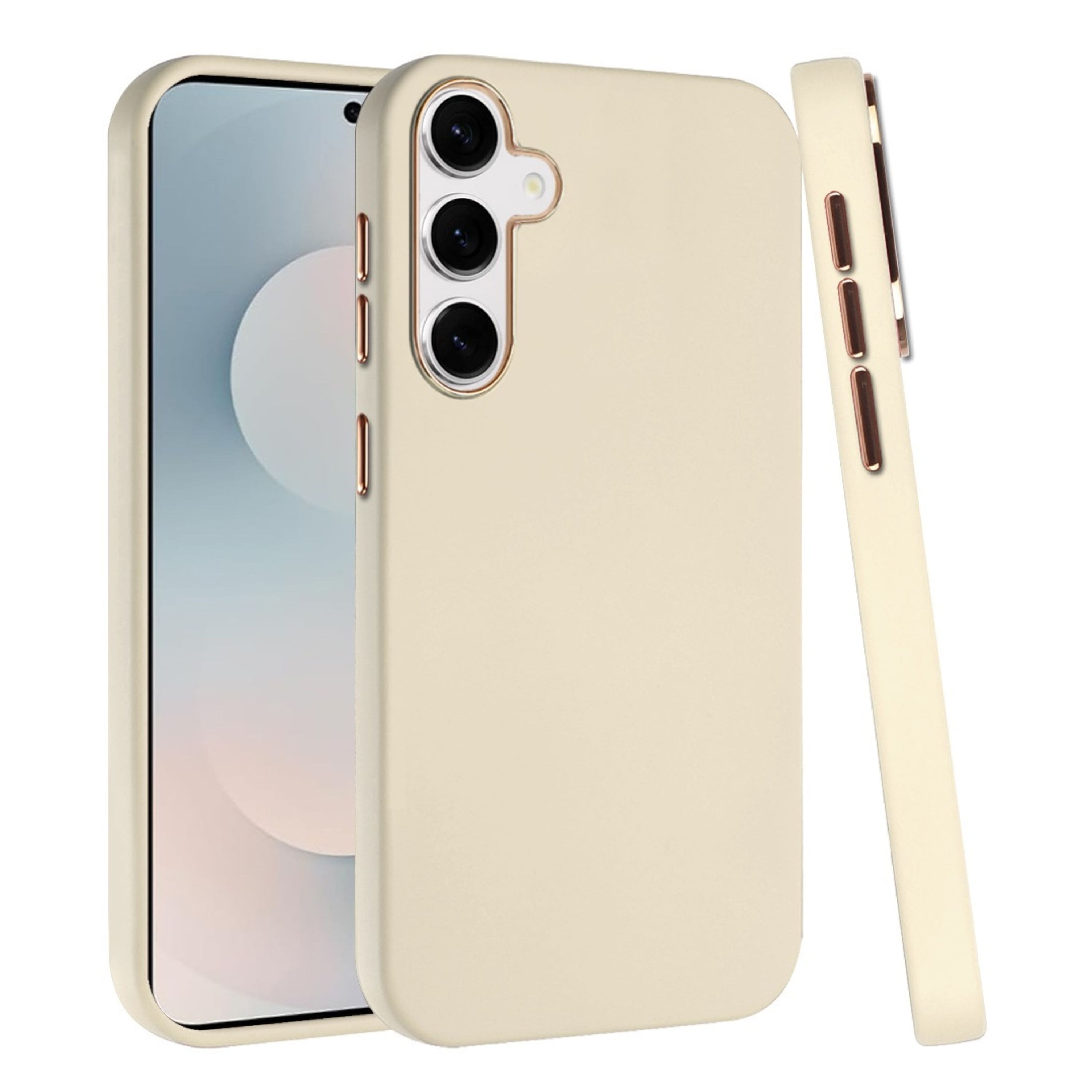 Kitcheniva - Soft Premium Cover Chromed buttons Phone Case With Tempered Glass For Samsung Galaxy S25 FE - White price history on PriceWatchPro