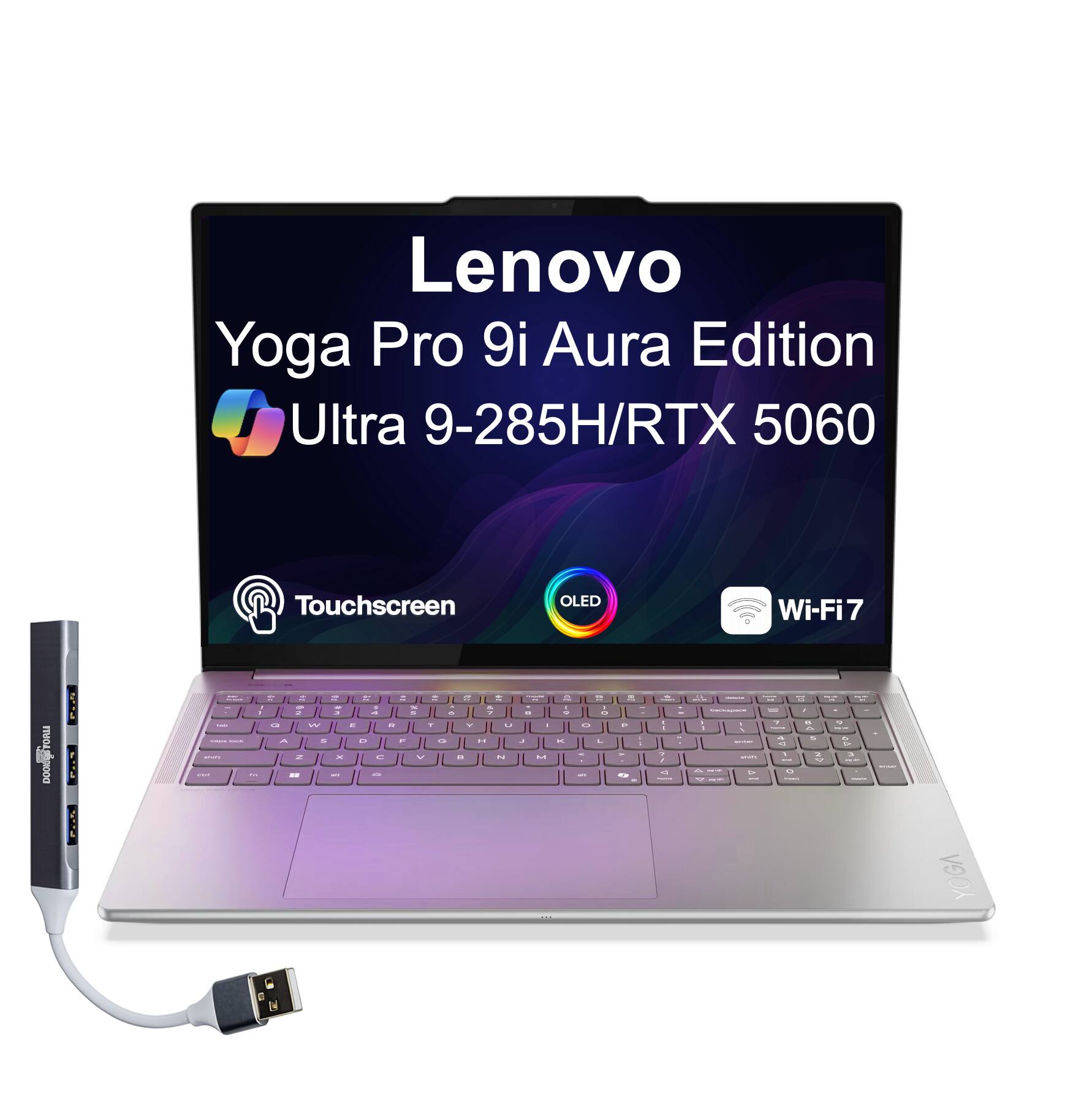 Lenovo - Yoga Pro 9i Aura Edition Laptop 16.0 3.2K Display (Ultra 9-285H, 32GB, 2TB SSD, Win 11 Pro) w/USB Hub - Luna Grey