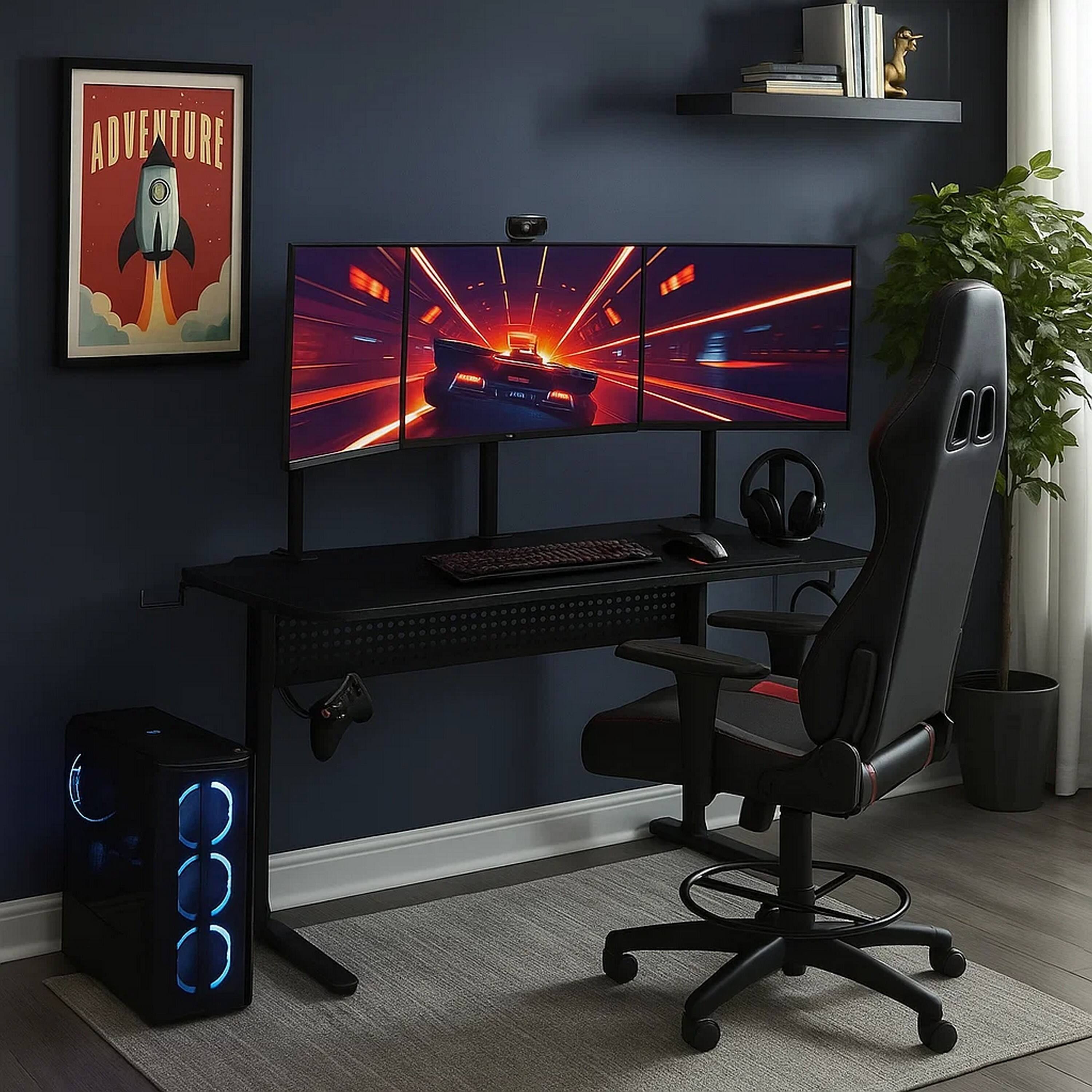 Alt View 5. Manhattan Lane - Gaming Table with USB-Port - Blue.