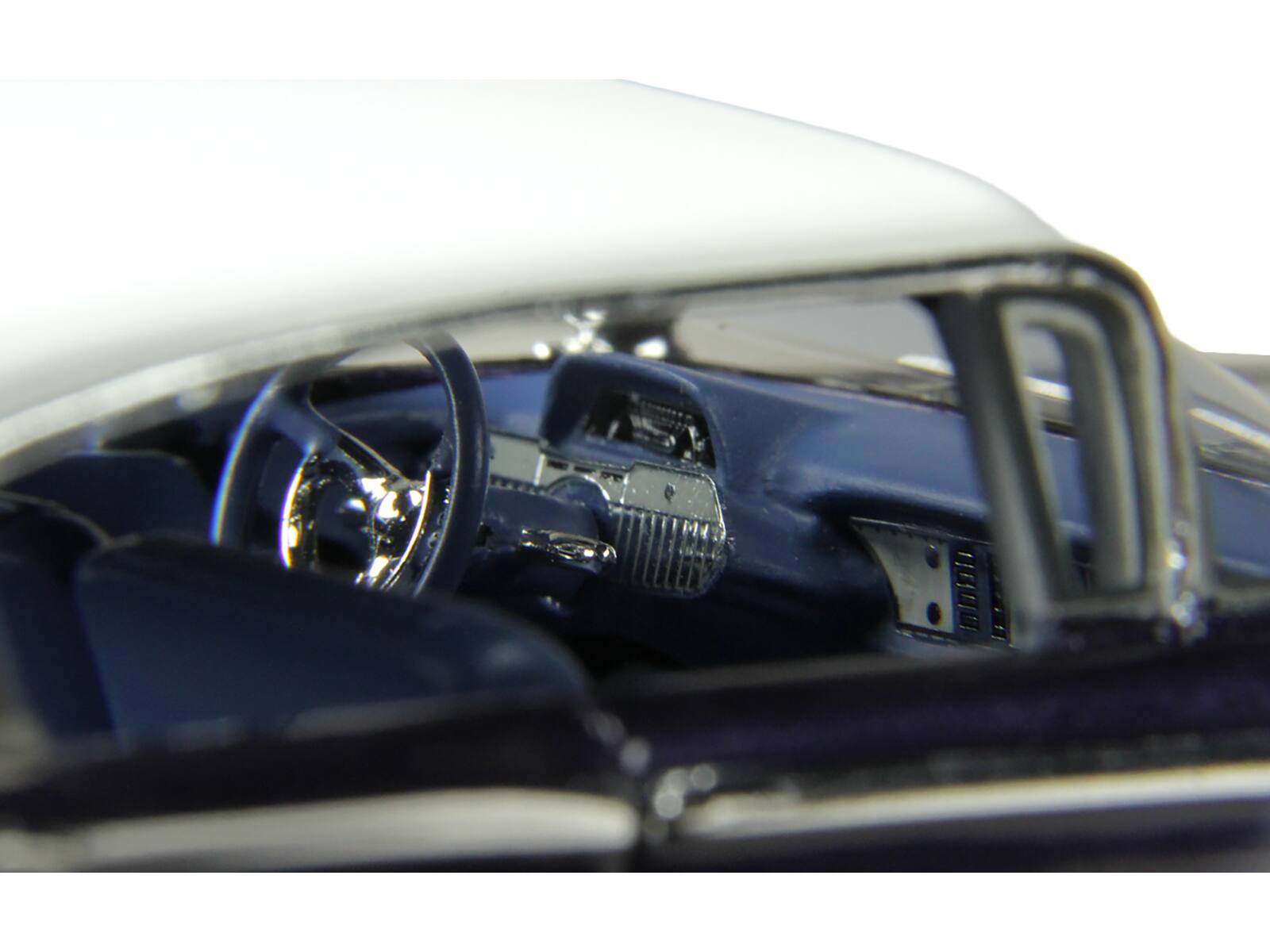 Angle. Goldvarg Collection - 1960 Mercury Park Lane 4-Door Sedan Marine Blue Metallic White Top Blue Interior Limited Edition 1/43 - Blue Metallic,  White.