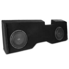 Front. NVX - 2014-2018 Silverado/Sierra Crew Cab - 700W RMS Custom-Fit Loaded Dual 10" Sealed Subwoofer Enclosure - Black.