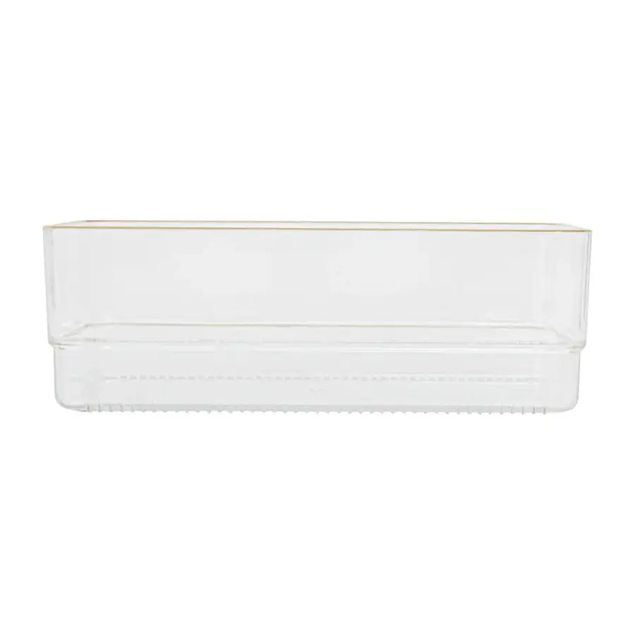 Alt View 17. Martha Stewart - Kerry Set of 6 Plastic Stacking Desk Drawer Organizers with Gold Trim - 6 x 3 - Clear/Gold Trim.