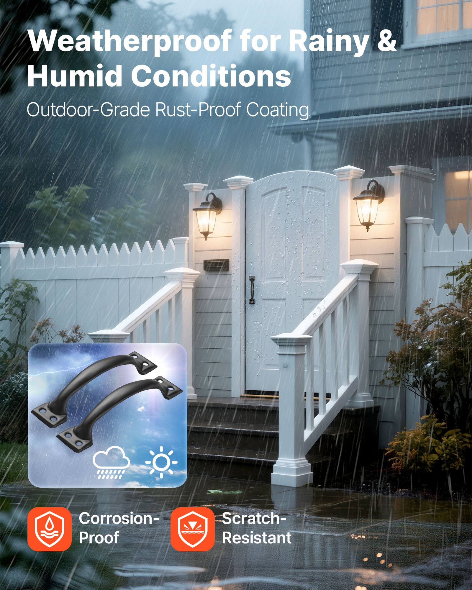 Weatherproof for Rainy & Humid Conditions  
Outdoor-Grade Rust-Proof Coating  

Corrosion-Proof  
Scratch-Resistant
