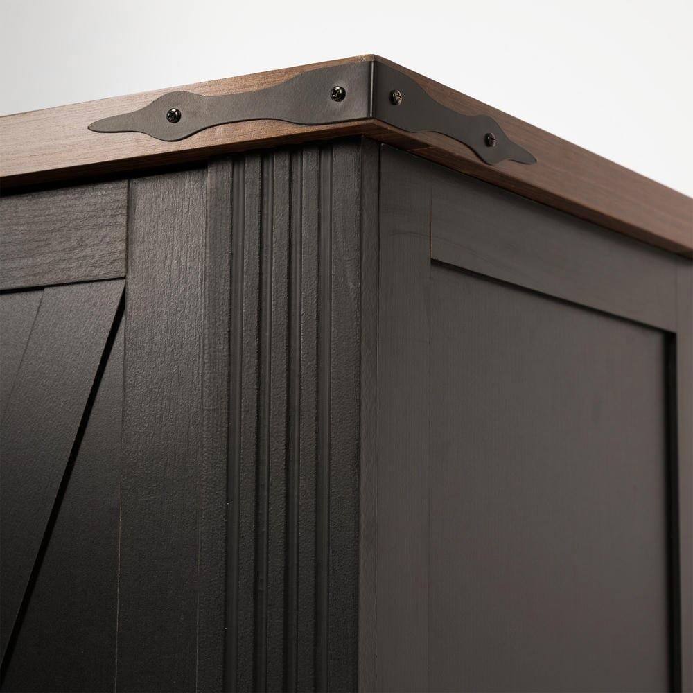 Alt View 4. Kadyn - 63" Farmhouse Barn Door Cabinet with 2 Drawers and Adjustable Shelves - Black - Black.