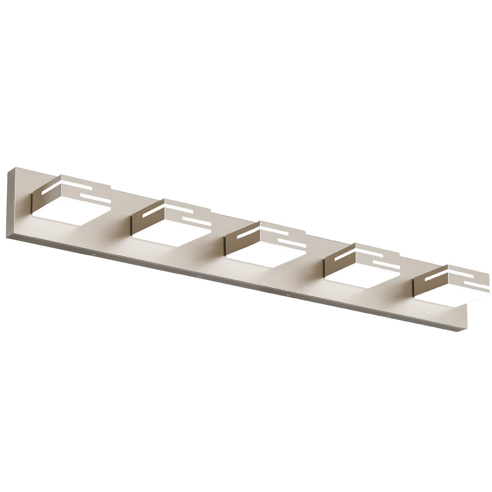 Front. Cedar Assembly - Led Modern Bathroom Vanity Light Fixtures cct Dimmable Matte Lights For Lighting Over Mirror With Rotatable - Nickel-6000K-Dimmable 5-Light, 34-inch.