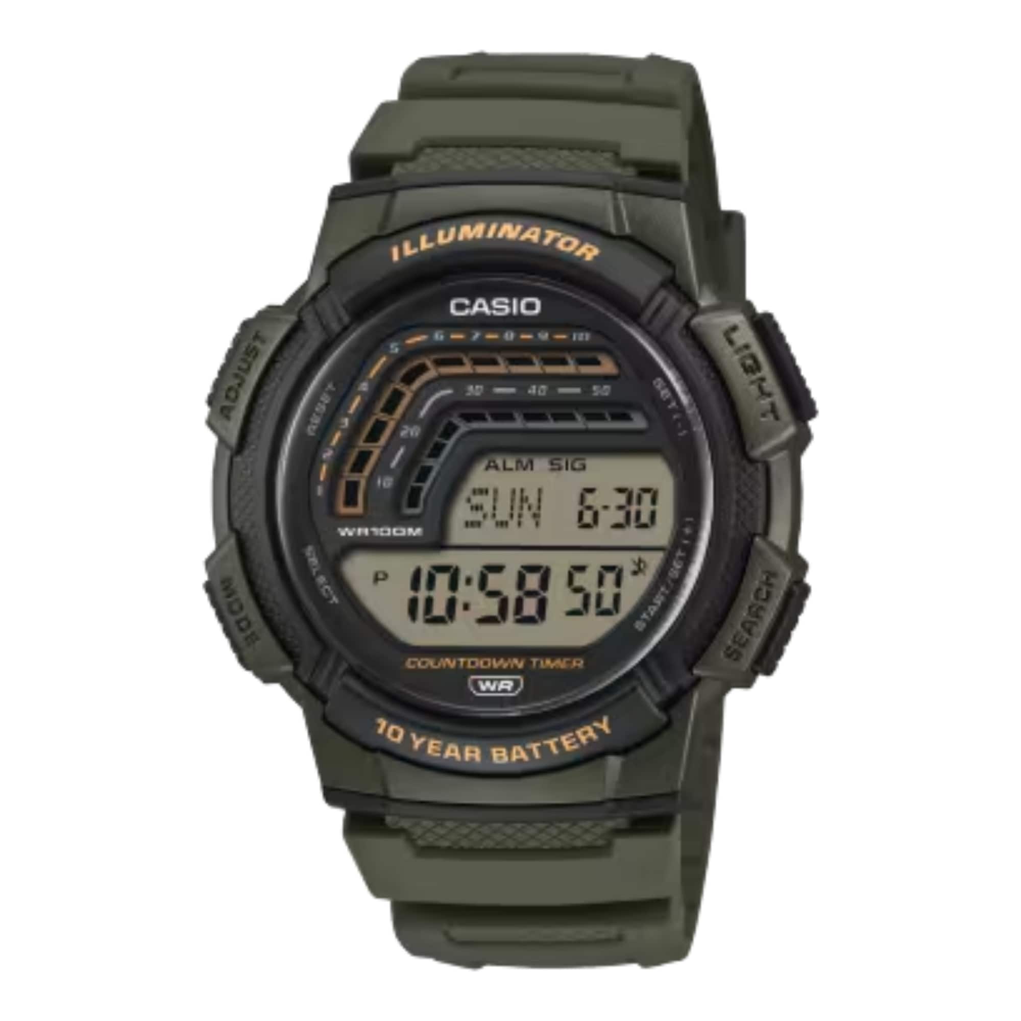 Casio - Men's Digital Sport Watch Resin Band - WS-1800-3AVCF - Green
