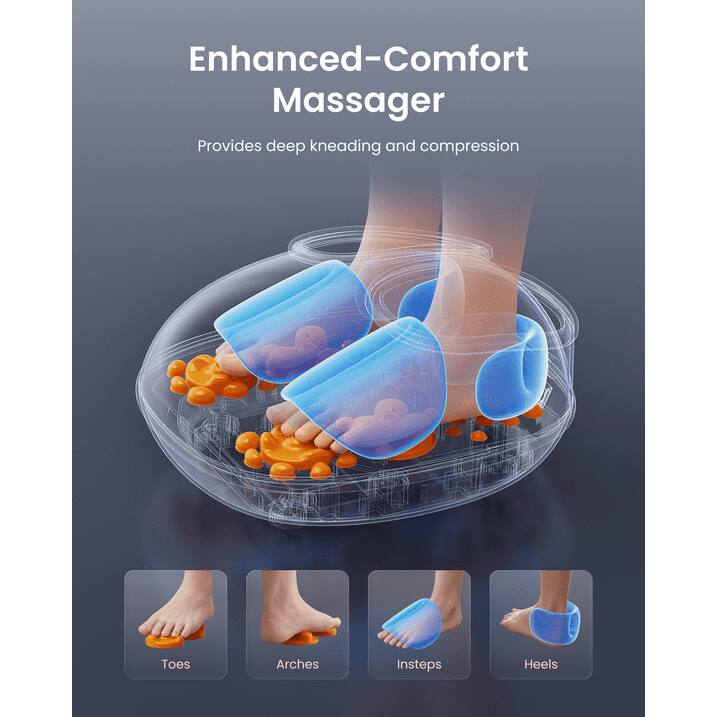 Enhanced-Comfort Massager  
Provides deep kneading and compression  
Toes  
Arches  
Insteps  
Heels