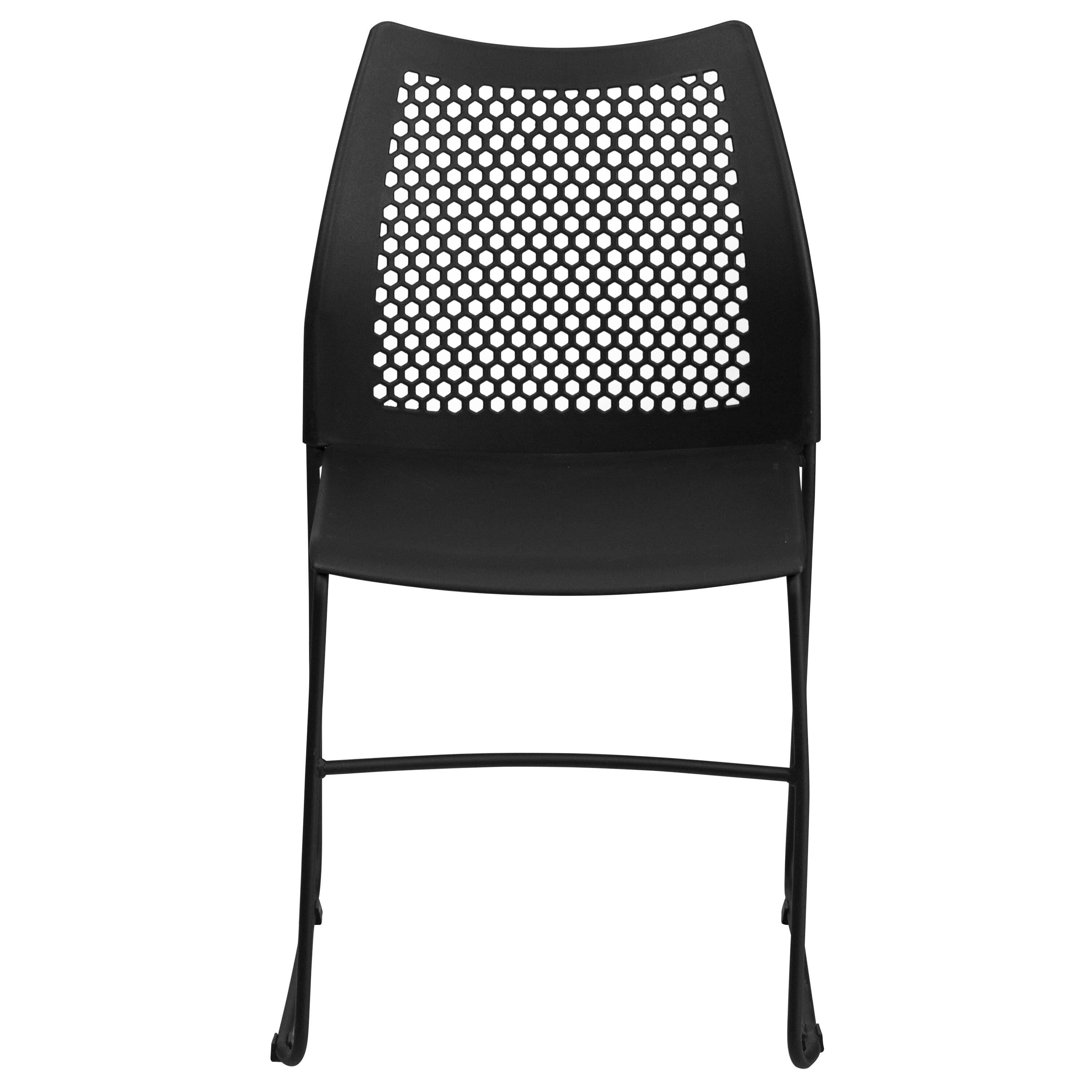 Alt View 8. Emma + Oliver - Home and Office Sled Base Stack Chair with Air-Vent Back - Guest Chair - Black.
