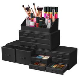 Sorbus - Large 12 Drawers Makeup Organizer with Lipstick Slots & Makeup Brush Holders - Black
