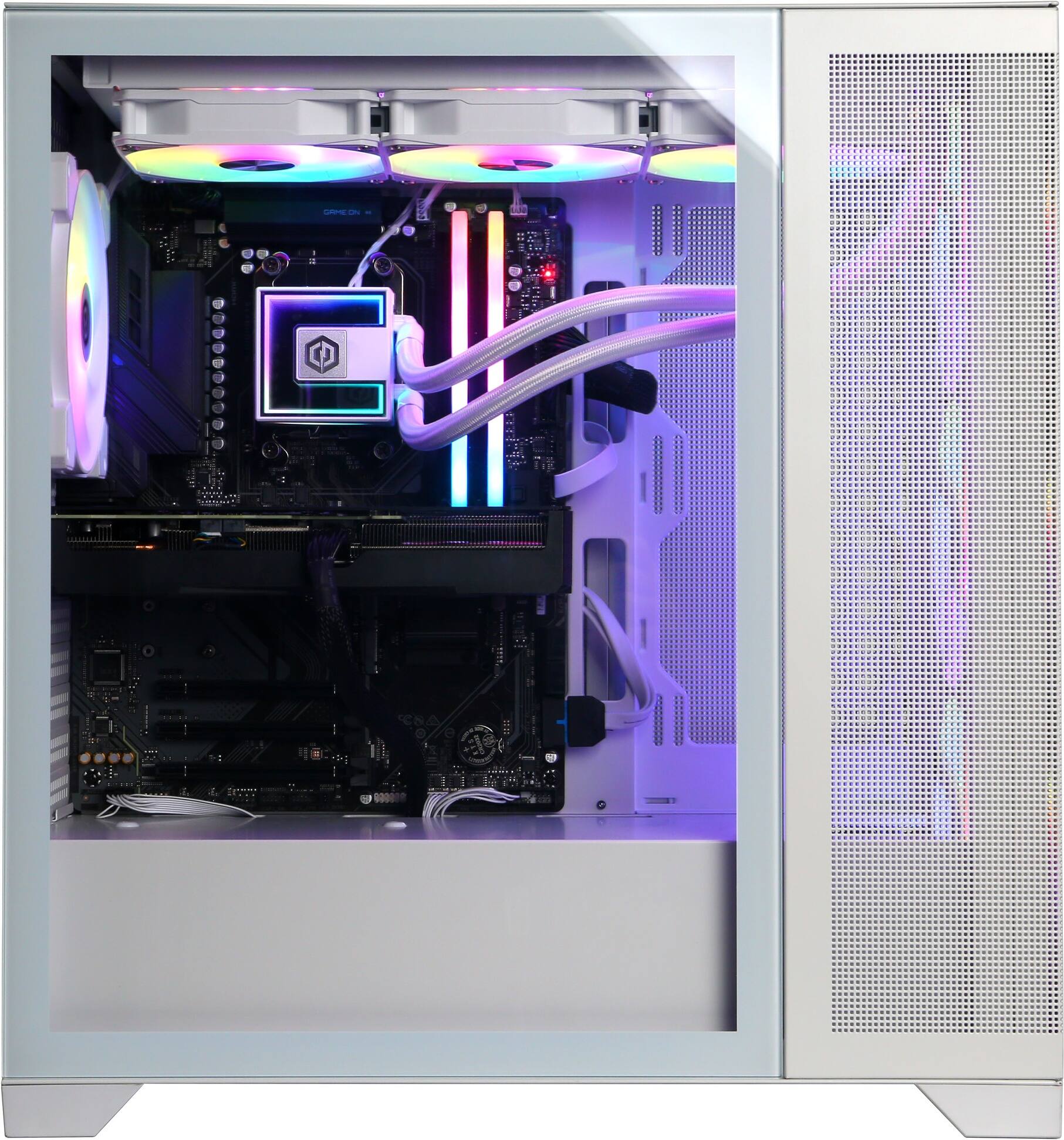 Alt View 1. CyberPowerPC - Gaming Desktop - AMD Ryzen 7 9800X3D 2024 - NVIDIA GeForce RTX 5060 Ti 16GB - 32GB DDR5 Memory - 2TB SSD Storage - White.