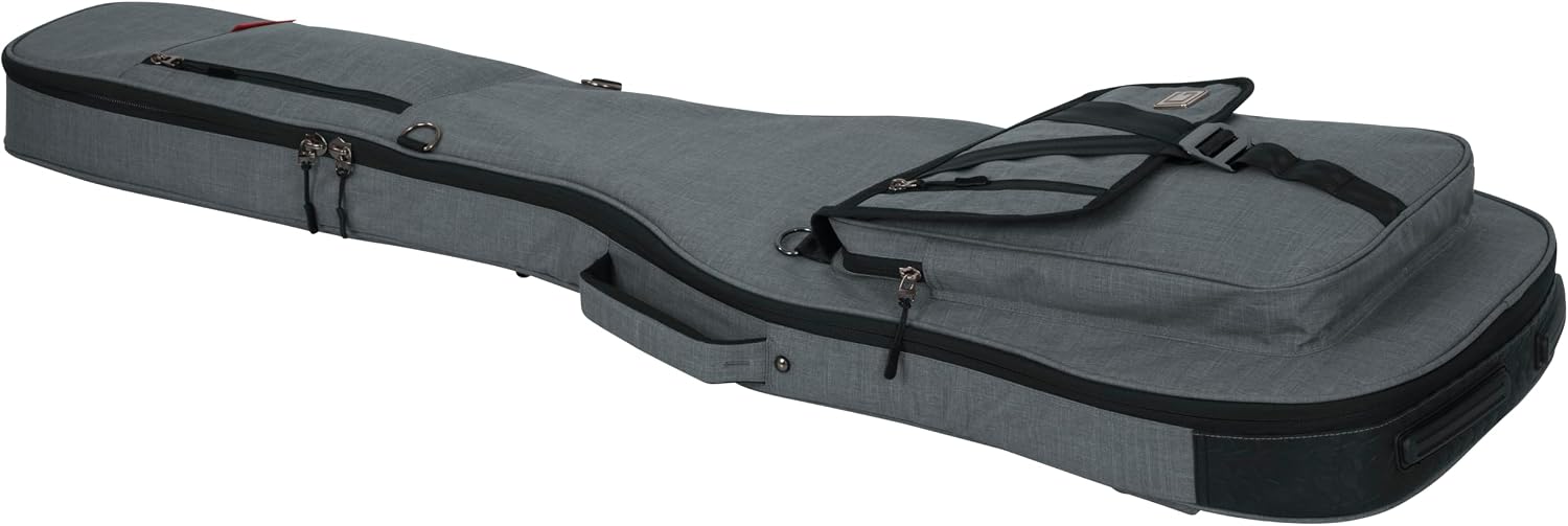 Angle. Gator - Transit Series Bass Guitar Gig Bag with Rigid Internal Frame and Weather-Resistant Exterior - Light Grey.
