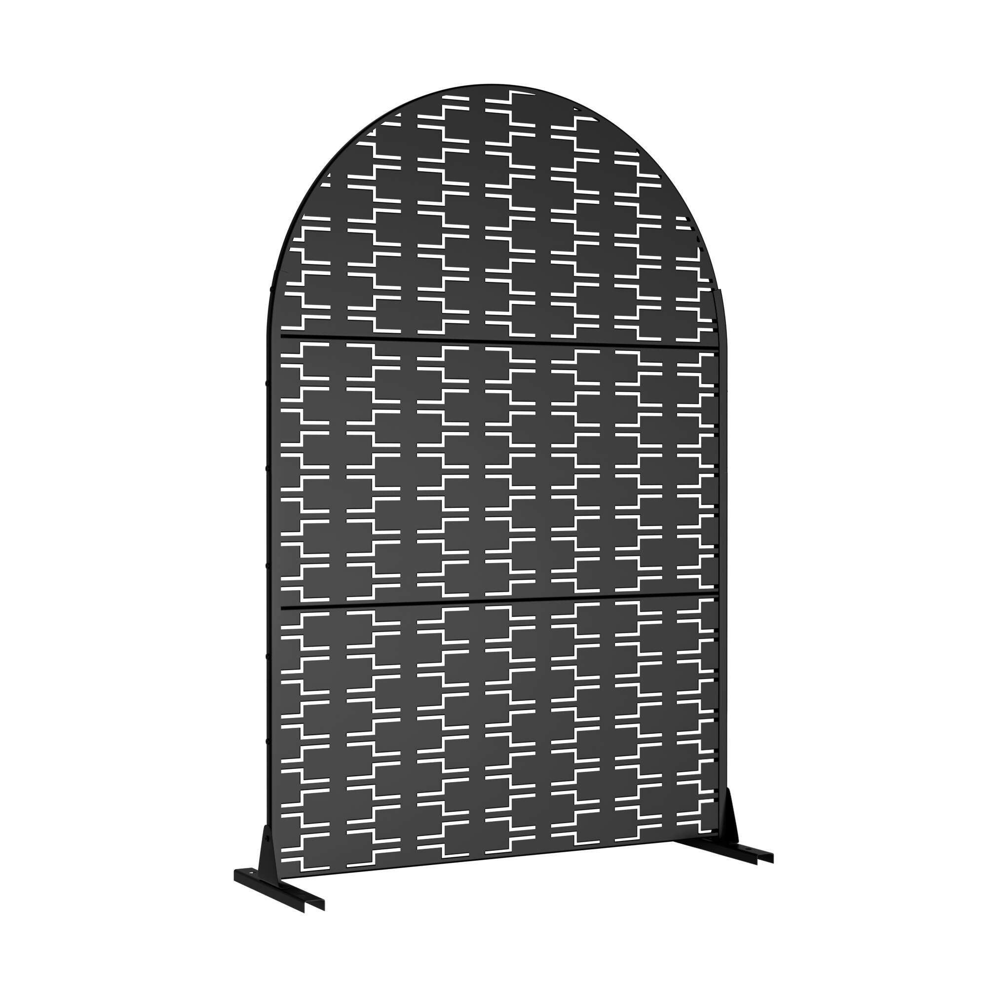 Angle. PexFix - 72 in. x 47 in. Brick Pattern Arch Metal Outdoor Privacy Screen & Panels, Freestanding Garden Divider Fence - Black.