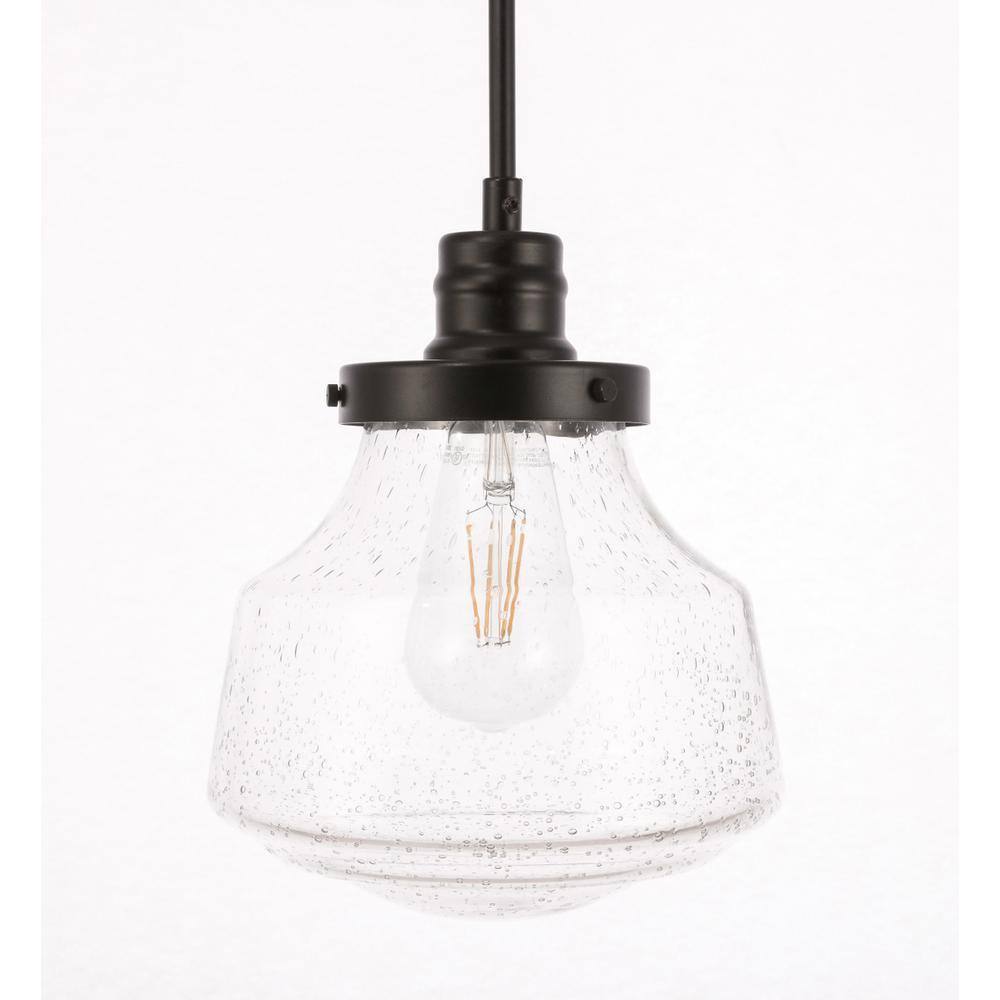 Alt View 3. Living District - Lyle 1 light Black and Clear seeded glass pendant - Black And Clear Seeded Glass.