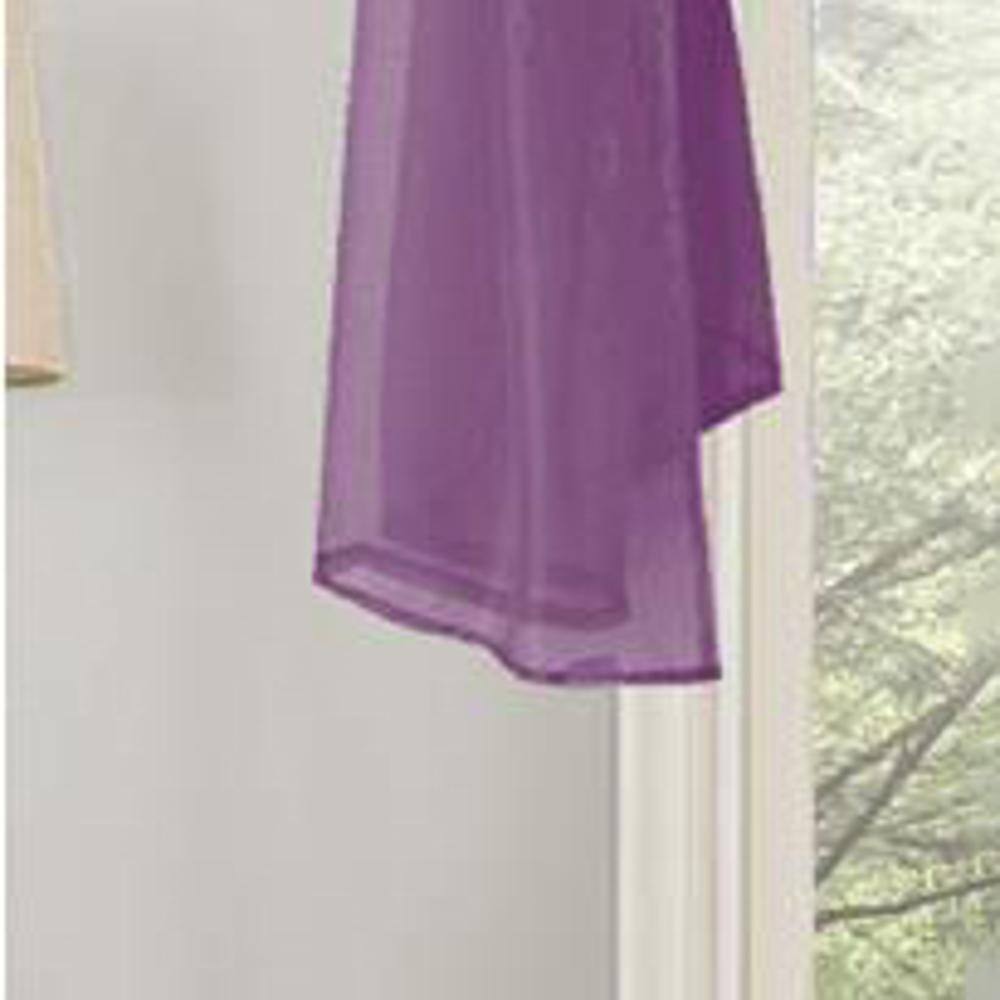 Left. RT Designers Collection - Celine Neon Purple Sheer Curtain Scarf Valance - 55 x 216 Inches - Purple.
