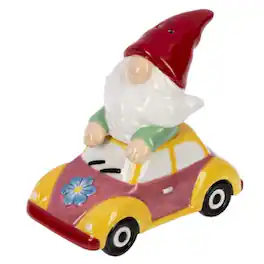 Ganz - Gnome in Car Ceramic Salt and Pepper Shaker Set 3.6 Inch - Multicolor