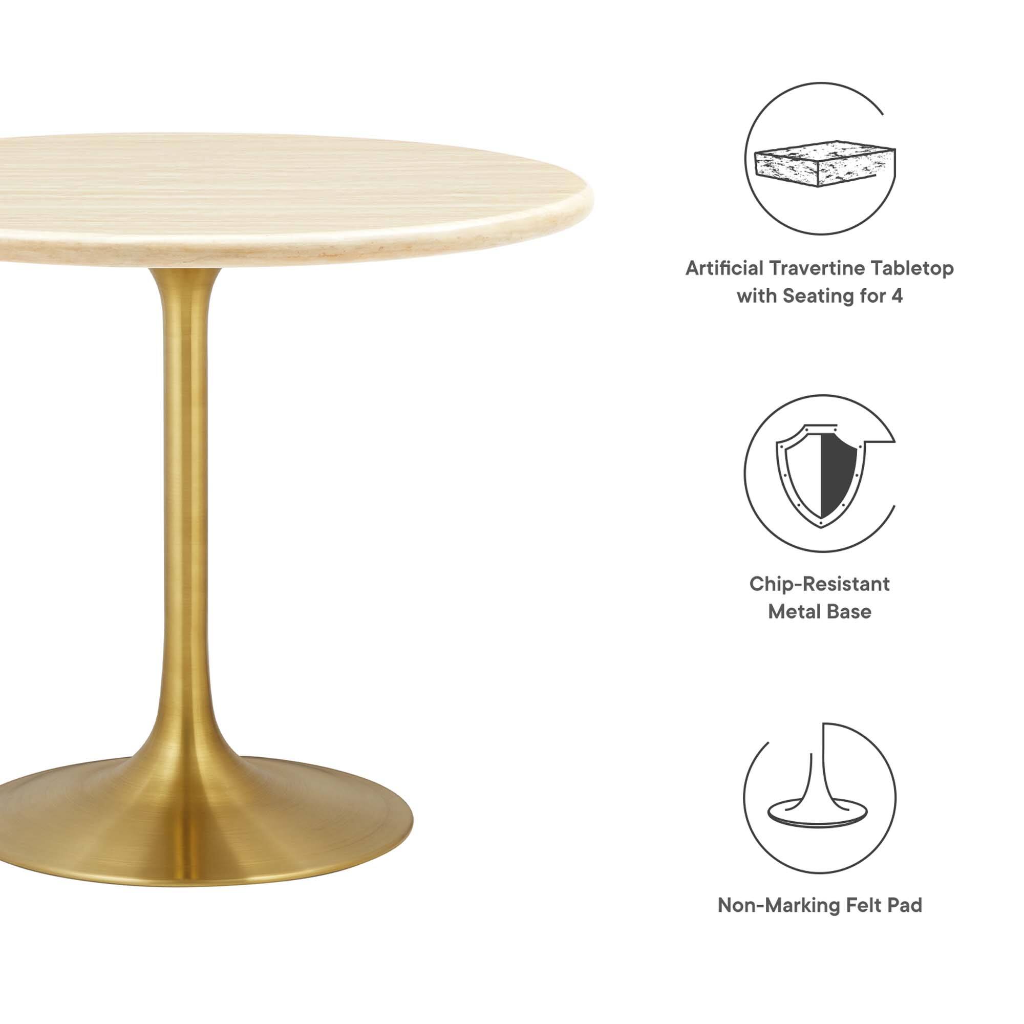Artificial Travertine Tabletop with Seating for 4  
Chip-Resistant Metal Base  
Non-Marking Felt Pad