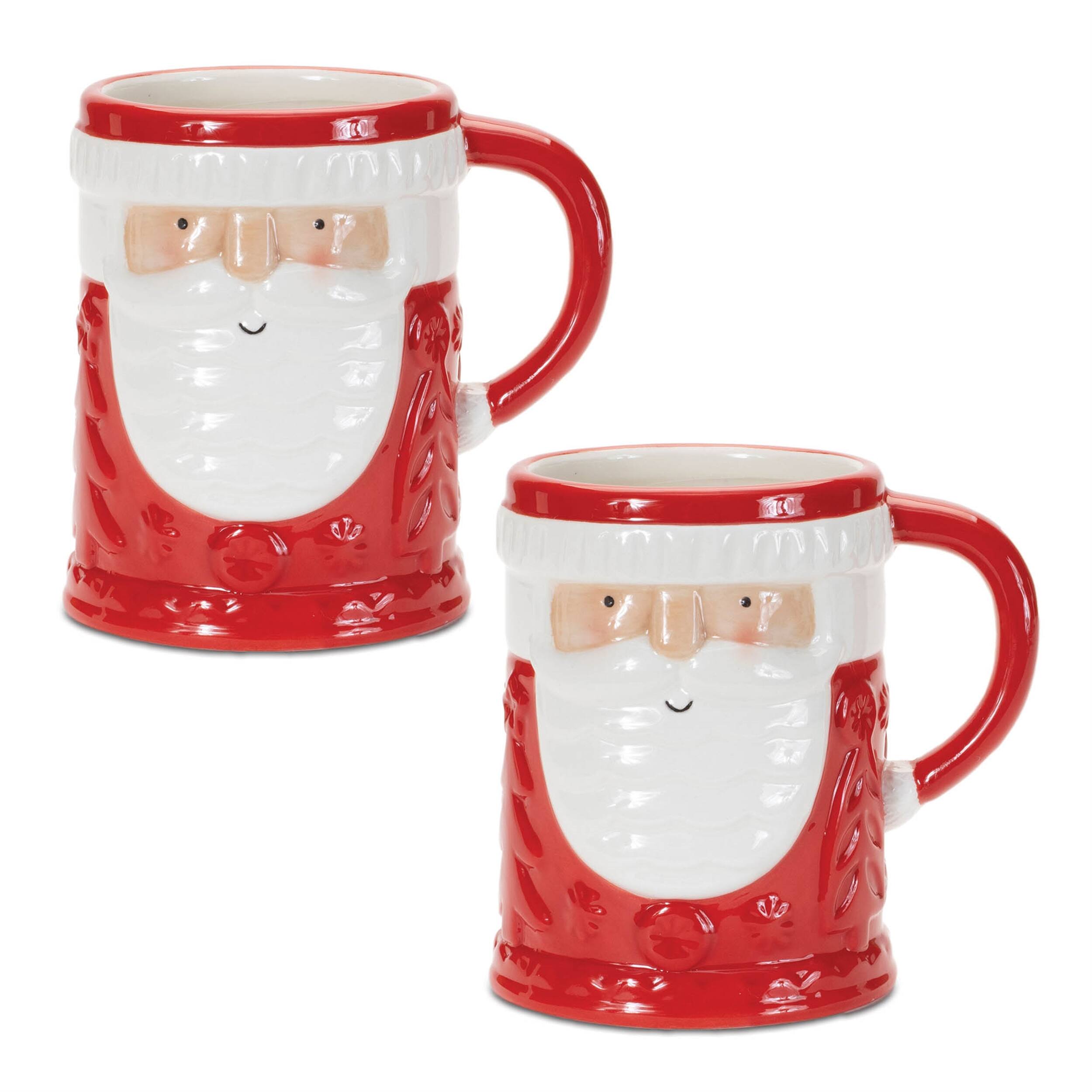 Alt View 1. BreeBe - Santa Coffee Mug (Set of 2) - White, Red.