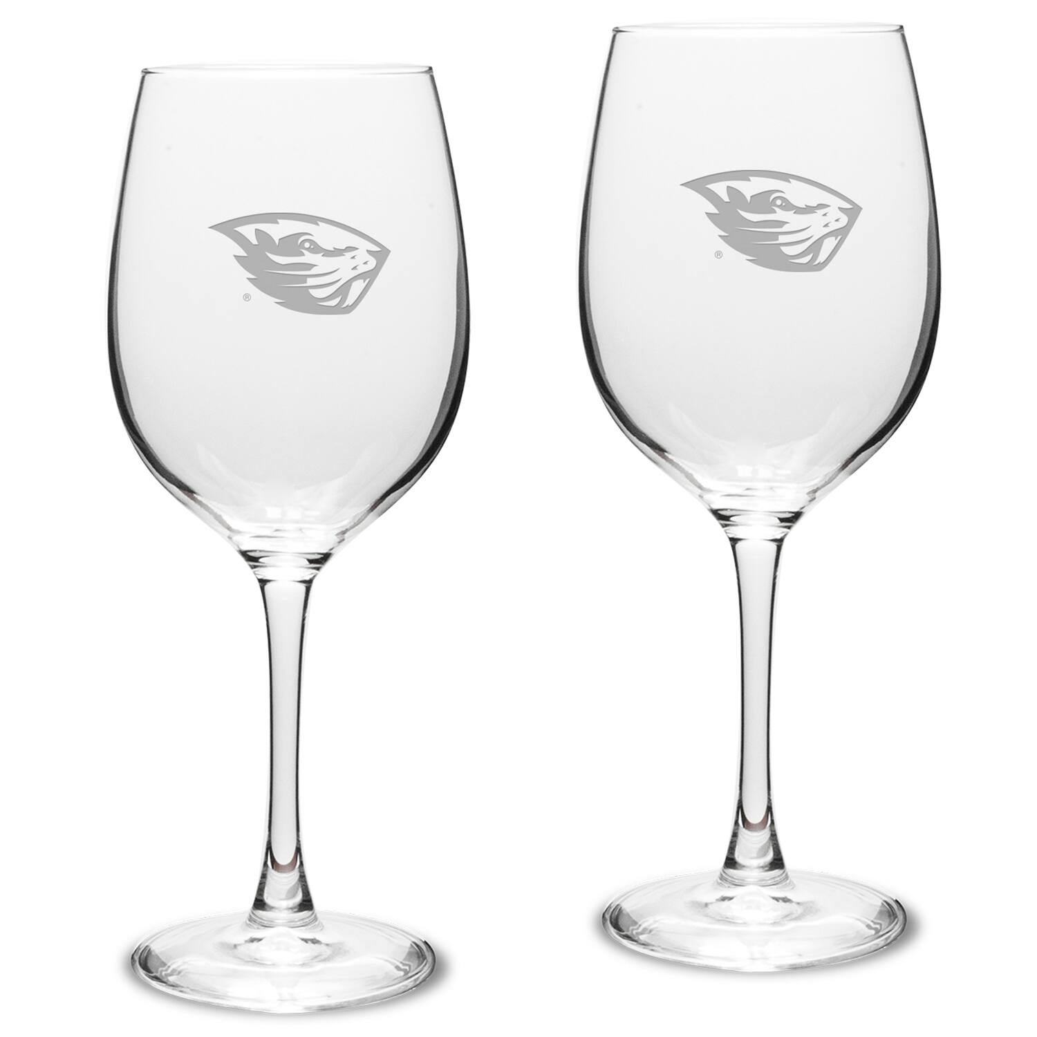 Front. Jardine - Oregon State Beavers 2-Piece 16oz. Traditional White Wine Glass Set - Multicolor.