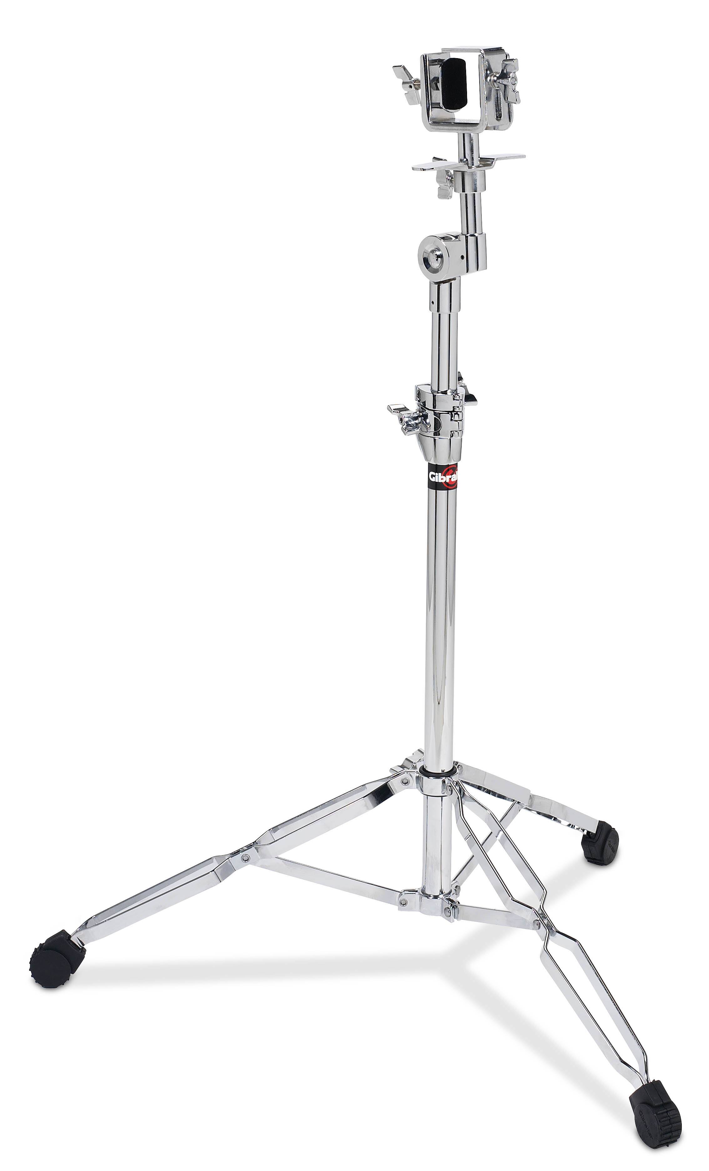 Front. Gibraltar Hardware - Heavy Weight Double Braced Bongo Stand with Adjustable Universal Clip Mount and Stabilizer, Fits Most Bongo Drums.