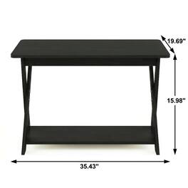 FurniFact - Coffee Table with Storage and X-Shaped Legs - Black Espresso