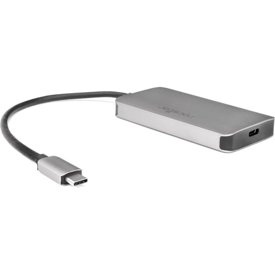 Alt View 1. Rocstor - Rocstor Premium USB-C to USB-A Hub with 100W Power Delivery - USB 3.1 Type C - Portable - 4 USB Port(s) - 3 USB 3.0 Port - Gray Aluminum.