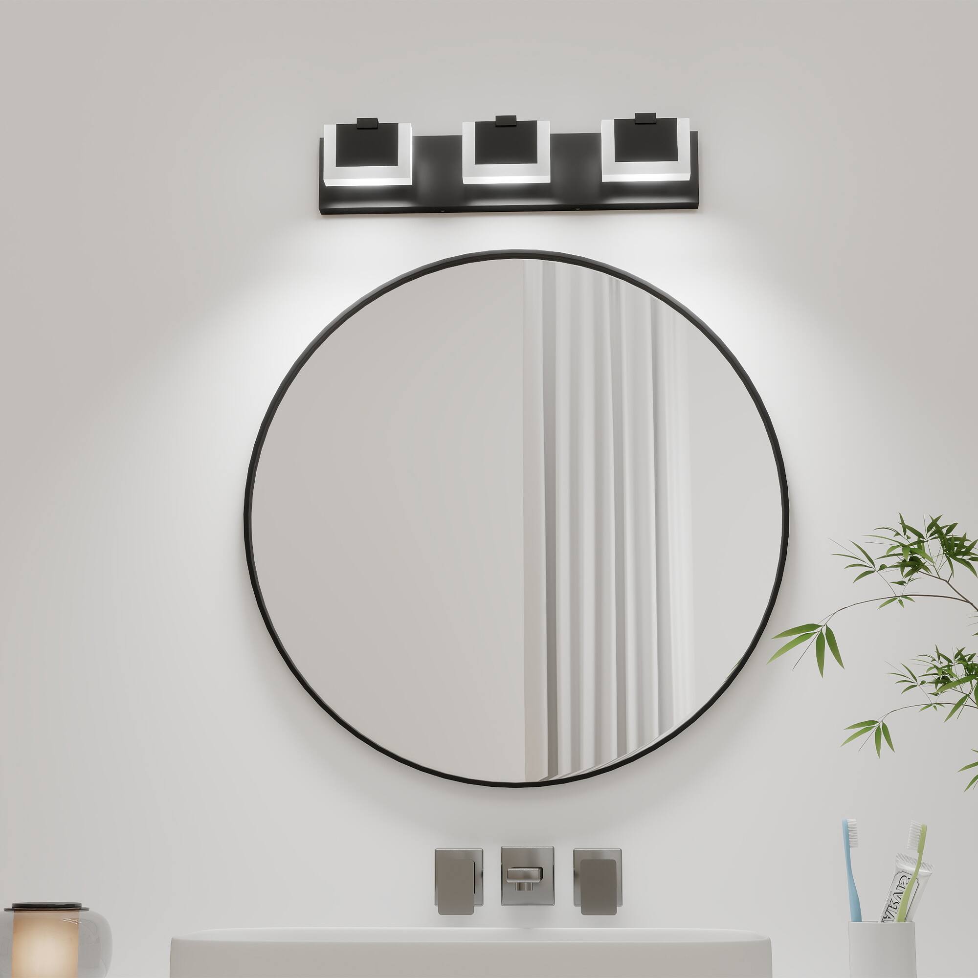 Angle. HOMLUX - 22.05 in.  3 Lights Black LED Vanity Light Bar with Acrylic Shade.