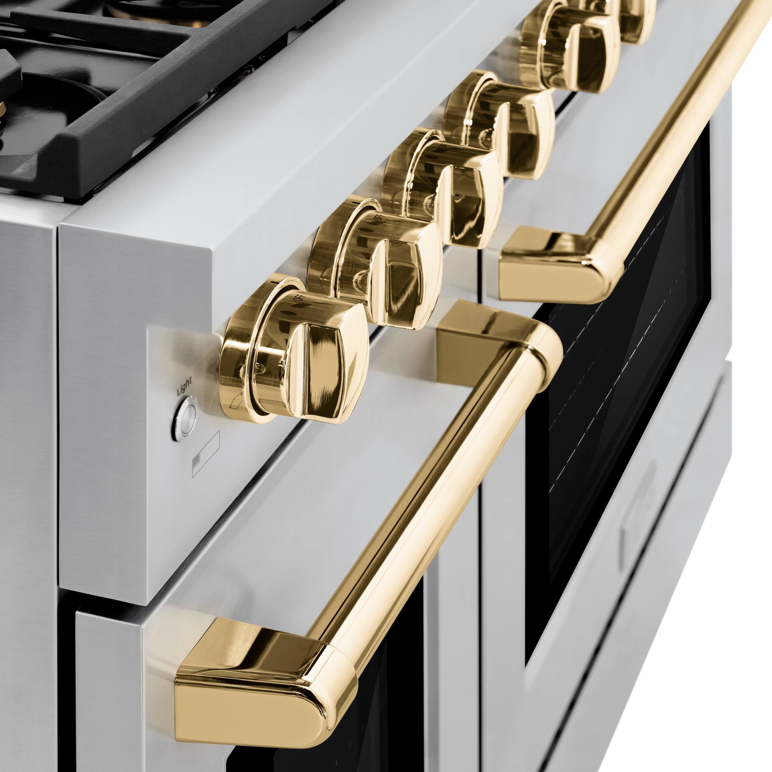 Alt View 11. ZLINE - ZLINE Autograph 48" Paramount Double Oven Dual Fuel Range w/ Polished Gold Accents (SDRZ-48-G) - Stainless Steel.
