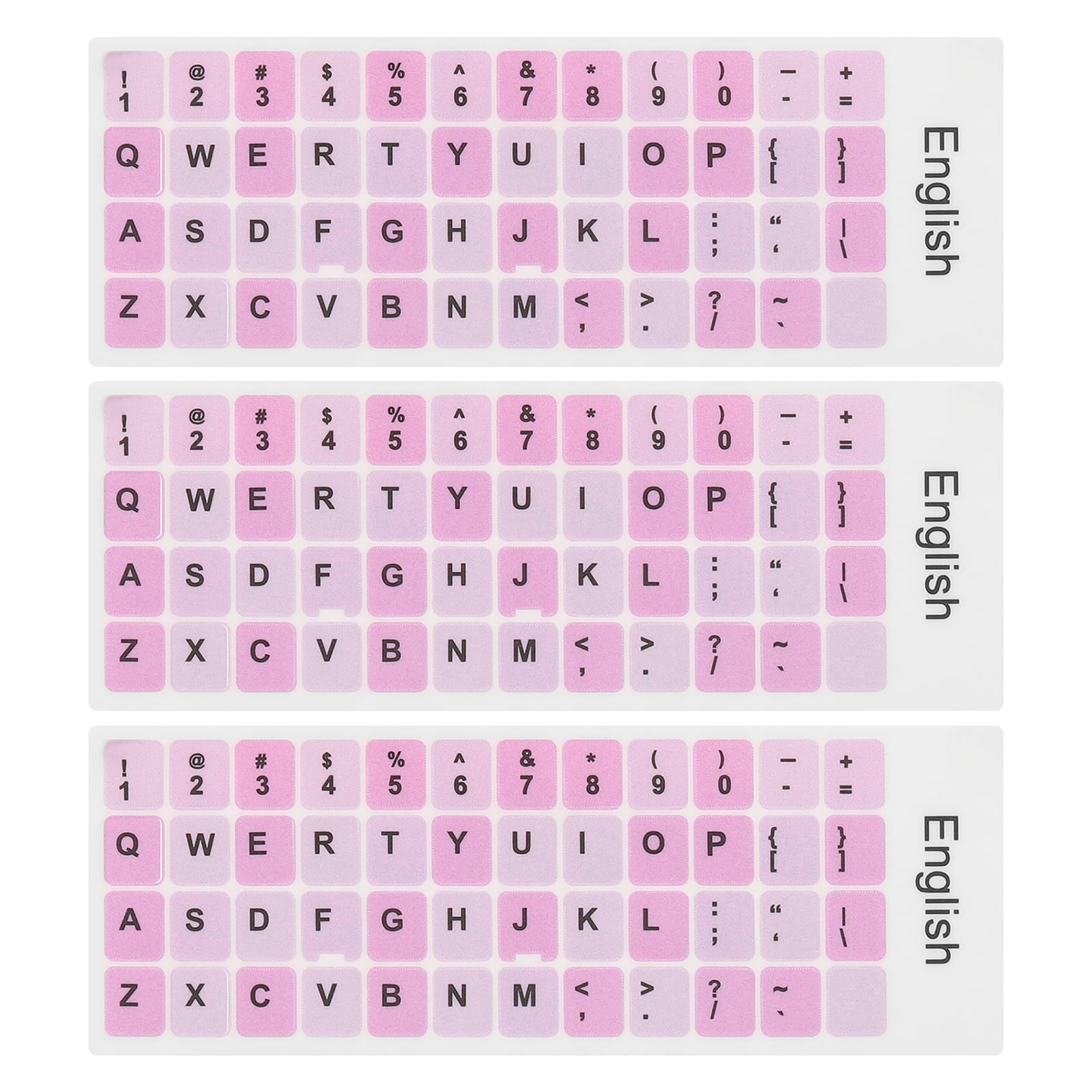 Unique Bargains - 3pcs Universal English Keyboard Stickers, Replacement Black Background with White Lettering for Computer Laptop Desktop - Pink