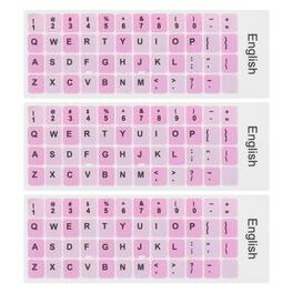 Unique Bargains - 3pcs Universal English Keyboard Stickers, Replacement Black Background with White Lettering for Computer Laptop Desktop - Pink