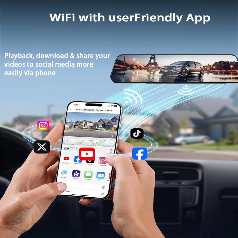 WiFi with userFriendly App

Playback, download & share your videos to social media more easily via phone