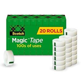 Scotch - Magic Tape Refill, 0.75" x 25 yds., 1" Core, 20 Rolls/Pack - Invisible Clear