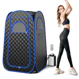 Costway - Portable Home Sauna Full Body Steam Sauna Tent with 3L Steam Generator - Black + Blue