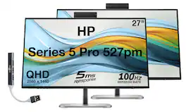 HP - Series 5 Pro 527pm 27" QHD IPS Monitor With 5ms Response Time, Pivot, Displayport, HDMI & DKZ (9E0Y9UT#ABA) 2 Pack - Black/Silver